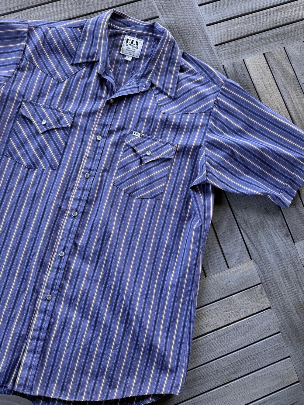 Ely Cattleman Men's Short-Sleeve Western Stripe Shirt - Blue